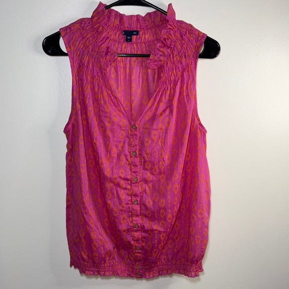 GAP Vibrant Pink and Orange Ruffle Blouse - Picture 1 of 6